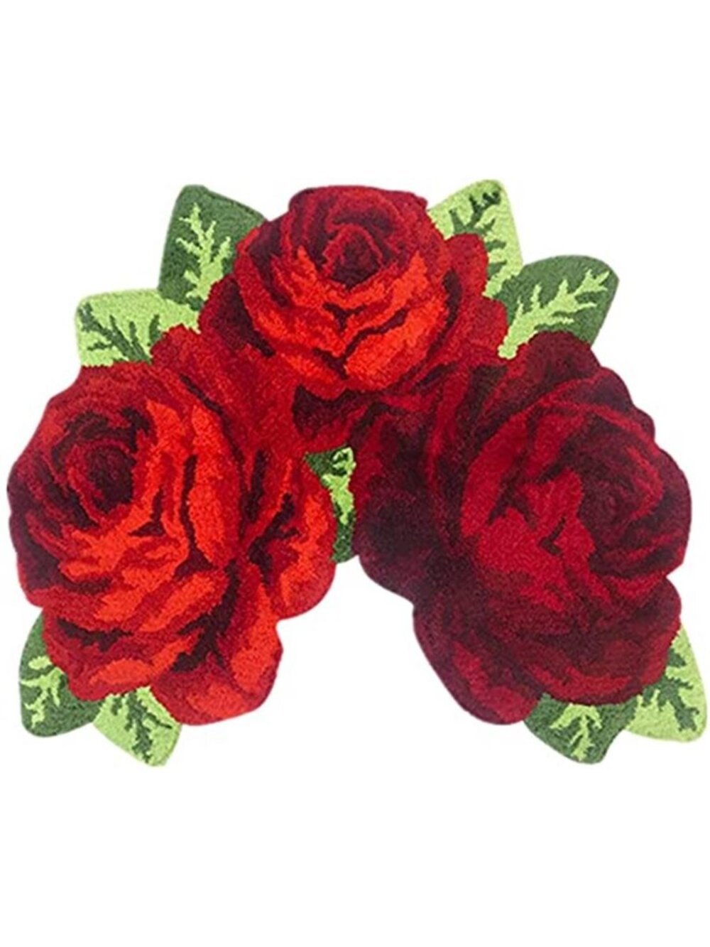Rose Rug Toilet Mat Shaggy Rug Red Floral Mat Non-Slip Modern Carpet
